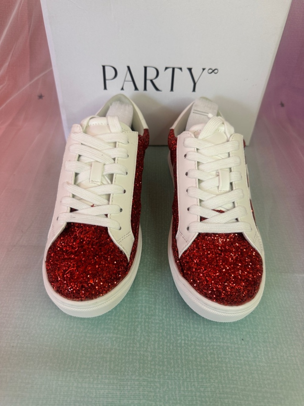 Party∞ Red Glitter White Sneaker